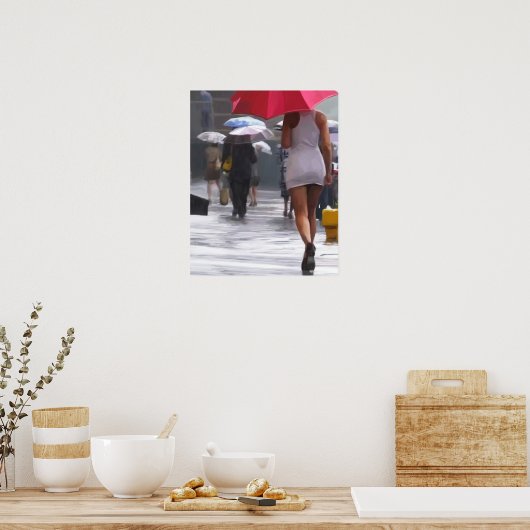 Het lopen in de regen poster (Keuken)