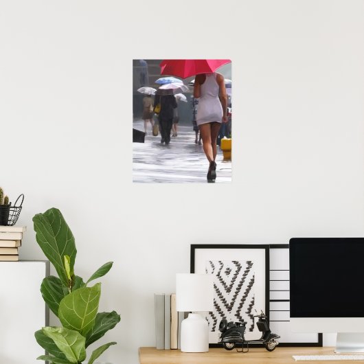 Het lopen in de regen poster (Thuiskantoor)