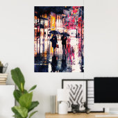 Het lopen in de regen poster (Thuiskantoor)