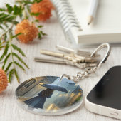 Het lopen in de regen sleutelhanger (Voorkant Rechts)