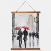 Het lopen in de Waterverf van de Regen Hangend Wandkleed (Voorkant)