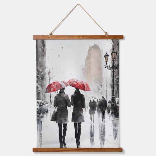 Het lopen in de Waterverf van de Regen Hangend Wandkleed (Voorkant)