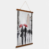 Het lopen in de Waterverf van de Regen Hangend Wandkleed (Gebogen)