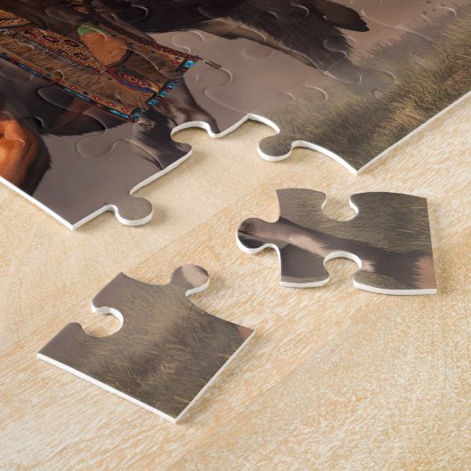 Het lopen met Buffalo Legpuzzel (Zijkant)