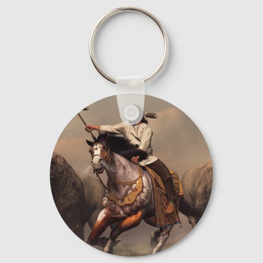 Het lopen met Buffalo Sleutelhanger (Voorkant)