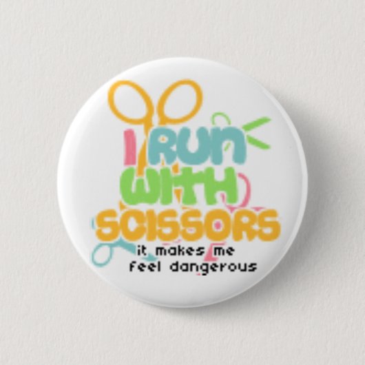 Het lopen met schaar ronde button 5,7 cm (Voorkant)