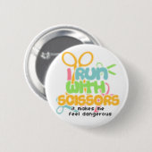 Het lopen met schaar ronde button 5,7 cm (Voorkant /achterkant)