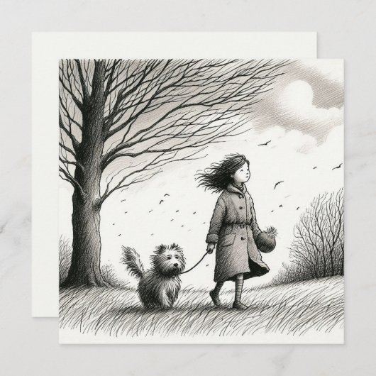 Het lopen van de Dog Note Kaart Notitiekaartje (Voorkant / Achterkant)
