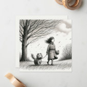 Het lopen van de Dog Note Kaart Notitiekaartje (Voorkant / Achterkant in situ)