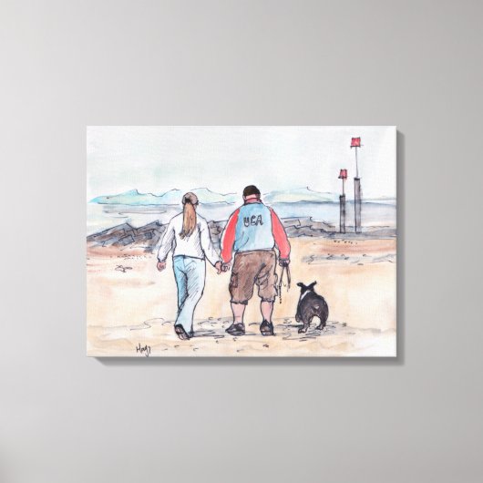 Het lopen van de hond - 04 canvas afdruk (Voorkant)