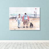 Het lopen van de hond - 04 canvas afdruk (Insitu (Houten vloer))