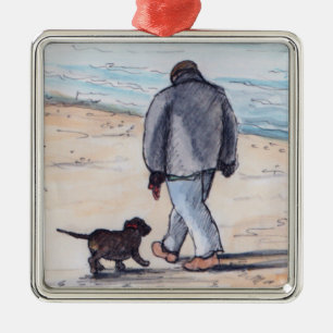 Het lopen van de hond - 05 metalen ornament