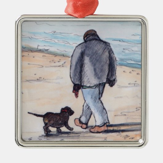 Het lopen van de hond - 05 metalen ornament (Voorkant)