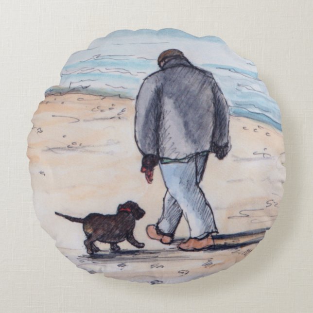 Het lopen van de hond - 05 rond kussen (Voorkant)