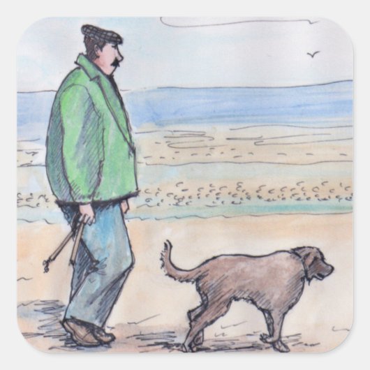 Het lopen van de hond - 06 vierkante sticker (Voorkant)