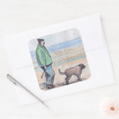 Het lopen van de hond - 06 vierkante sticker (Envelop)