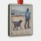 het lopen van de hond - 07 metalen ornament (Rechts)