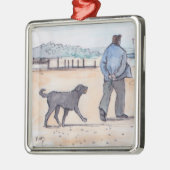 het lopen van de hond - 07 metalen ornament (Links)
