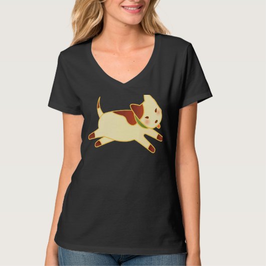 Het lopen van de hond in bruine klauw t-shirt (Voorkant)