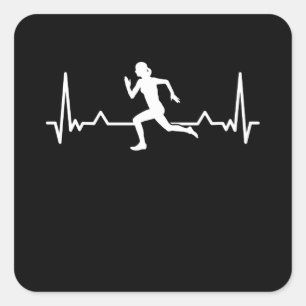 Het lopen van de Lijn van de HartLijn Funny Runner Vierkante Sticker