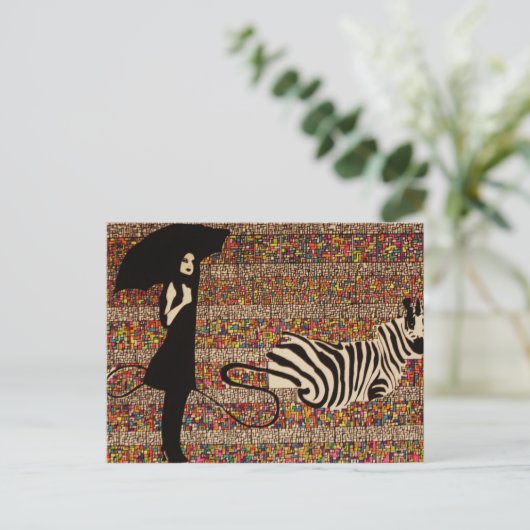 het lopen van de zebra briefkaart (Staand voorkant)