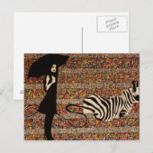 het lopen van de zebra briefkaart (Voorkant / Achterkant)