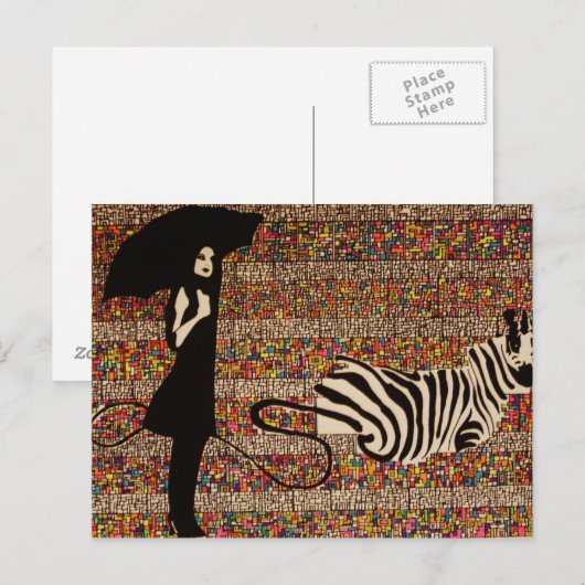 het lopen van de zebra briefkaart (Voorkant / Achterkant)