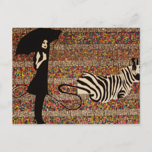 het lopen van de zebra briefkaart