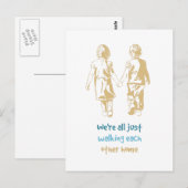 Het lopen van elkaar het Inspirerend Citaat van he Briefkaart (Voorkant / Achterkant)