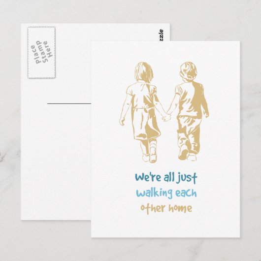 Het lopen van elkaar het Inspirerend Citaat van he Briefkaart (Voorkant / Achterkant)