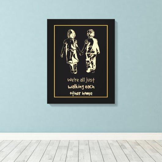 Het lopen van elkaar het Inspirerend Citaat van he Canvas Afdruk (Insitu (Houten vloer))