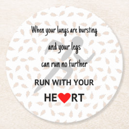 Het lopen van motivatie sportcitaat ronde kartonnen onderzetter