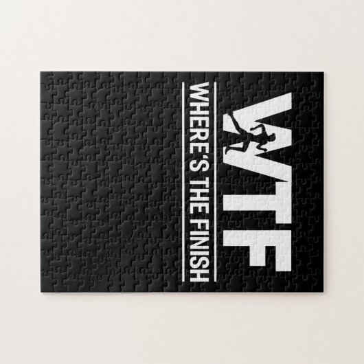 Het lopen WTF waar de Finish Runner Joke is Legpuzzel (Horizontaal)