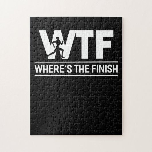 Het lopen WTF waar de Finish Runner Joke is Legpuzzel (Verticaal)