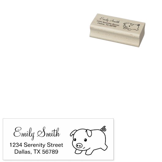 Het lopende Adres van de Terugkeer van de Varkensp Rubberstempel (Gestempeld)