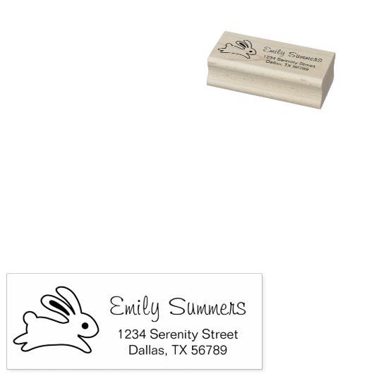 Het lopende Bunny Rabbit Adres Rubberstempel (Gestempeld)