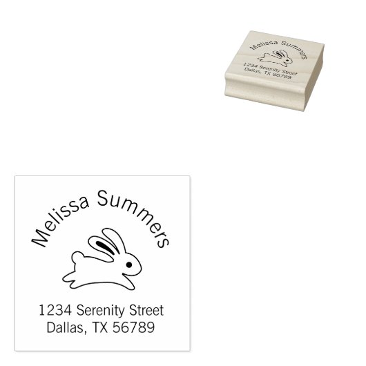 Het lopende Bunny Rabbit Adres Rubberstempel (Gestempeld)