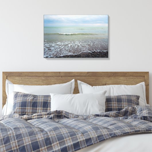 Het losmaken van de Beach Landscape Waves en Blue  Canvas Afdruk (Insitu (Slaapkamer))
