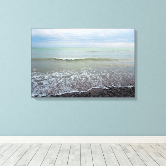 Het losmaken van de Beach Landscape Waves en Blue  Canvas Afdruk (Insitu (Houten vloer))