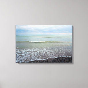 Het losmaken van de Beach Landscape Waves en Blue  Canvas Afdruk
