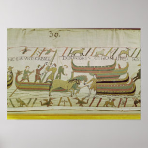 Het lossen van paarden van de schepen poster