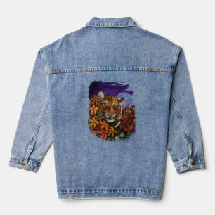 Het lot in de sterren tijger met tijger lelies denim jacket