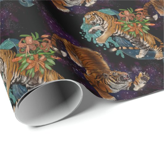 Het lot in het Stars Tigers Pattern Cadeaupapier (Rol Hoek)