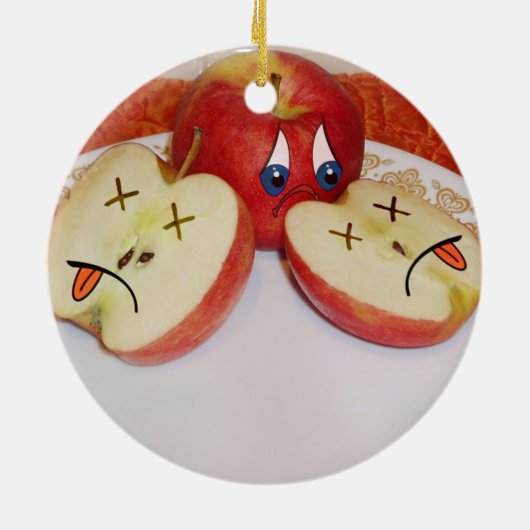 Het lot van een sappige appel keramisch ornament (Achterkant)