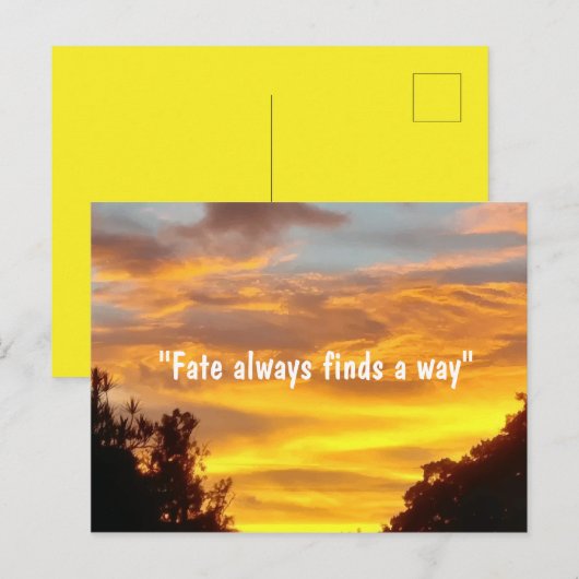 Het lot vindt altijd een manier die de Zonneset va Briefkaart (Voorkant / Achterkant)