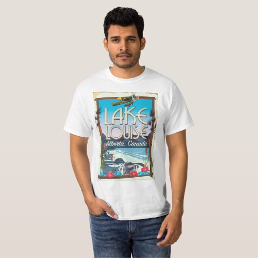 Het Louise-meer, Alberta Canada reisposter T-shirt (Voorkant volledig)