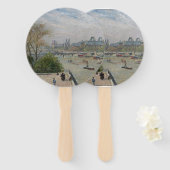 Het Louvre, de lente van Camille Pissarro Handwaaier (Voorkant en achterkant)