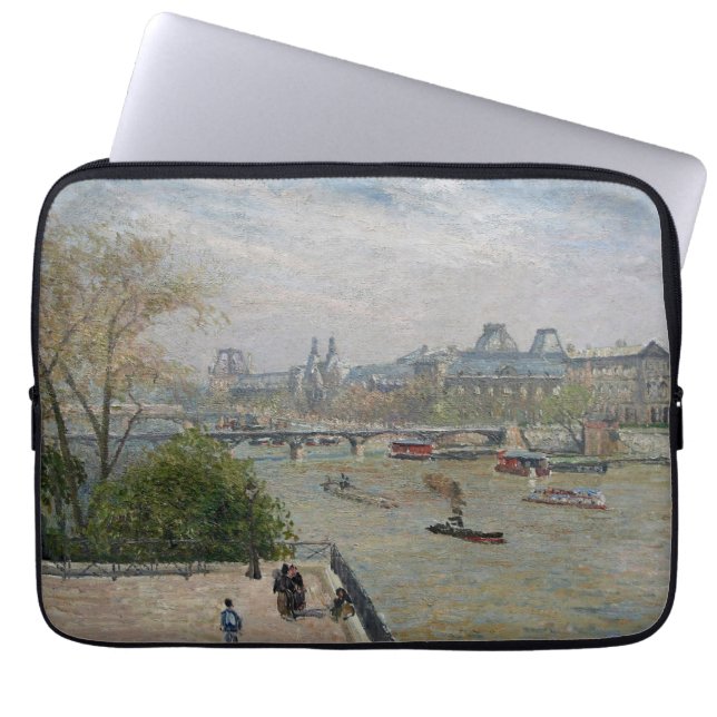 Het Louvre, de lente van Camille Pissarro Laptop Sleeve (Voorkant)