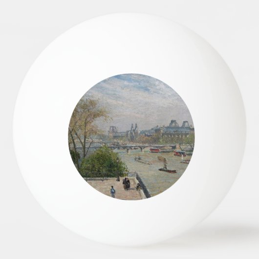 Het Louvre, de lente van Camille Pissarro Pingpongbal (Voorkant)