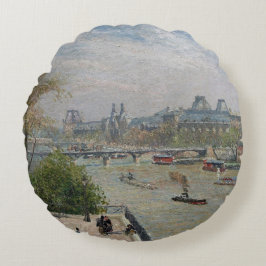 Het Louvre, de lente van Camille Pissarro Rond Kussen